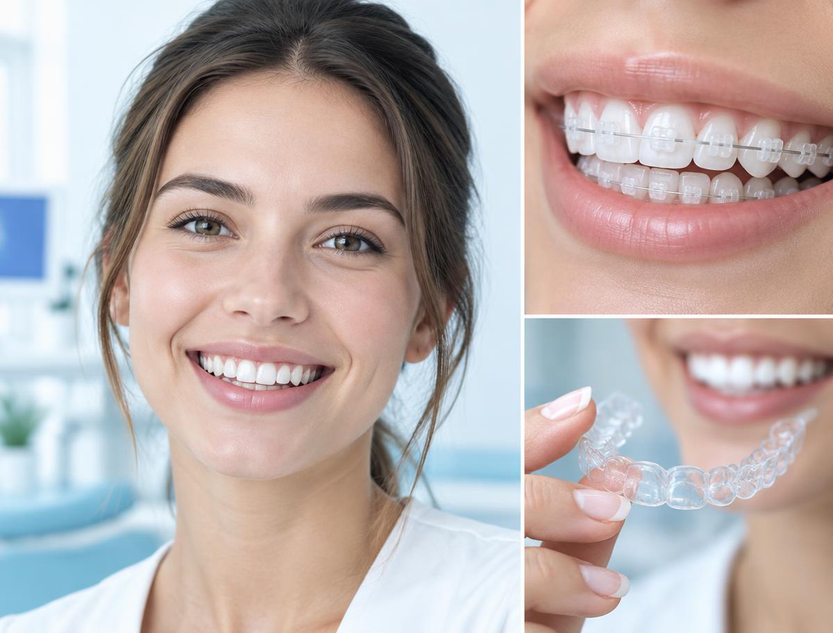 Straight smile, ceramic braces and clear aligner treatment options